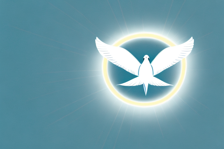 A dove surrounded by a glowing halo of light