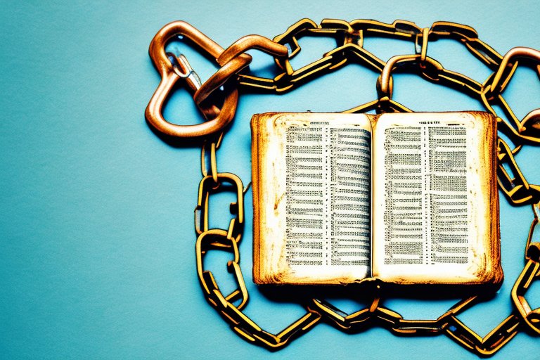 A bible with a broken chain around it