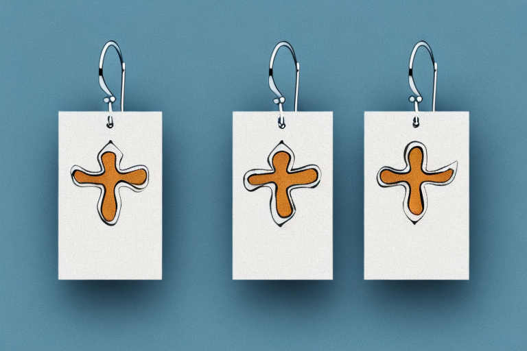 A pair of earrings with a cross design