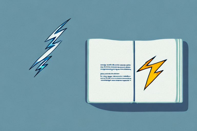 A book with a lightning bolt striking it