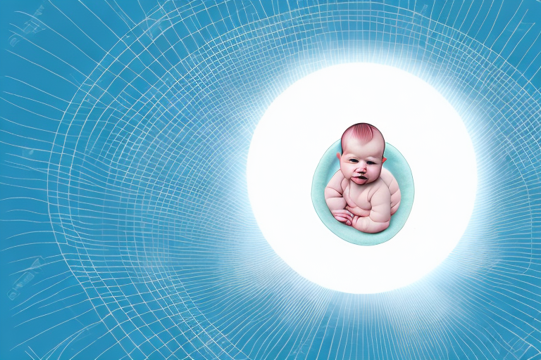A baby in the womb surrounded by a halo of light
