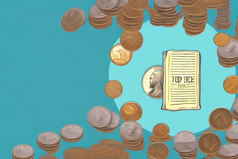 A stack of coins with a bible on top