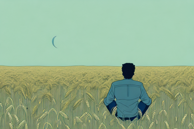 A person sitting in a field of wheat