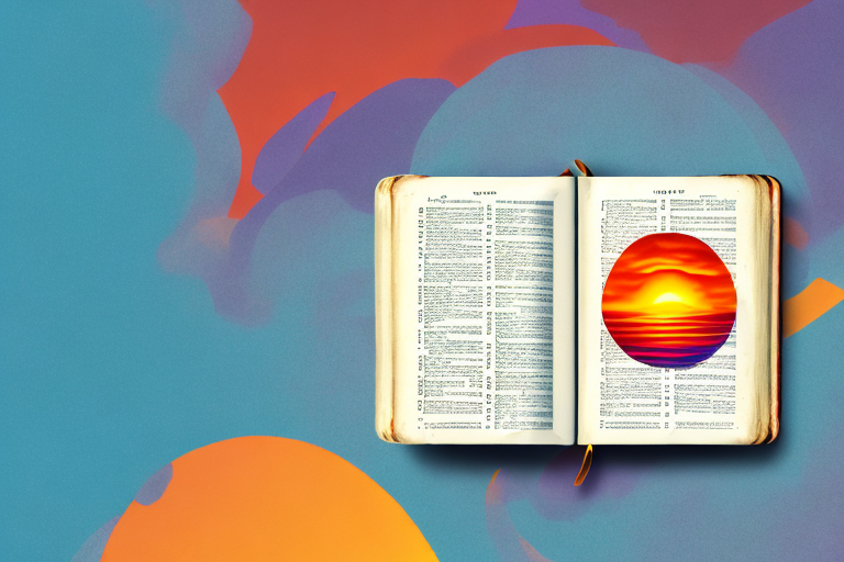 A bible with a background of a sunset