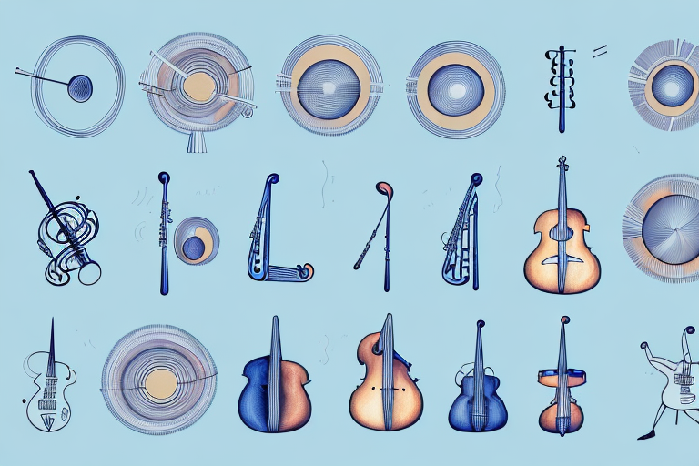 A set of musical instruments with a halo of light around them