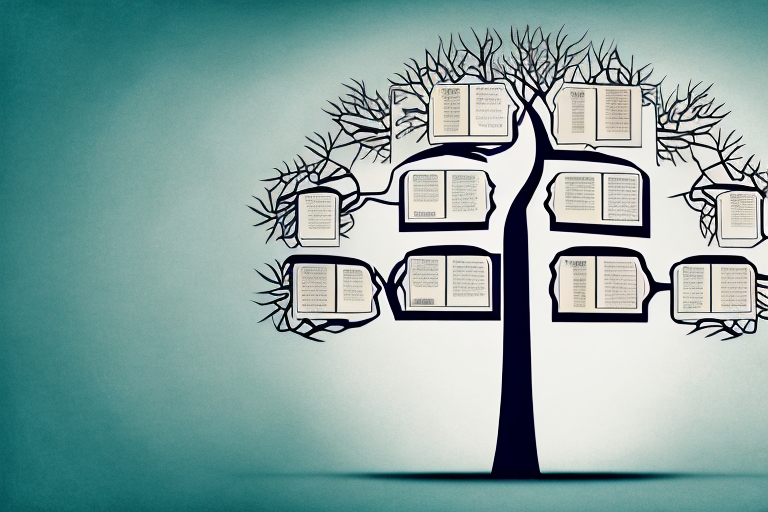 A family tree with a bible in the center
