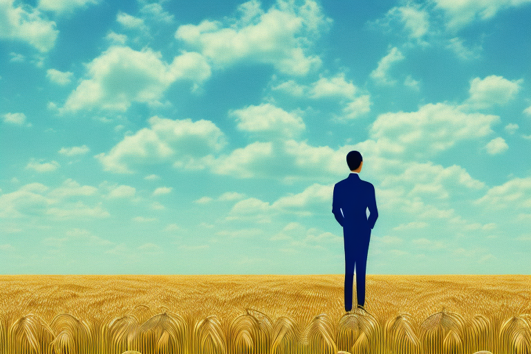 A person standing in a field of wheat
