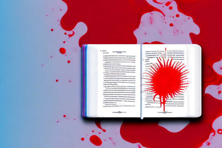 A red-colored liquid flowing through a bible