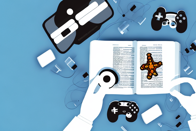A game controller with a bible in the background