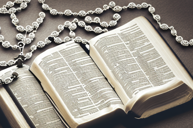 A rosary draped over a bible