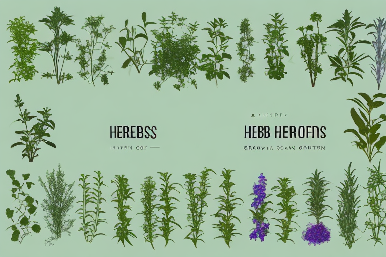 A variety of herbs and plants growing in a garden