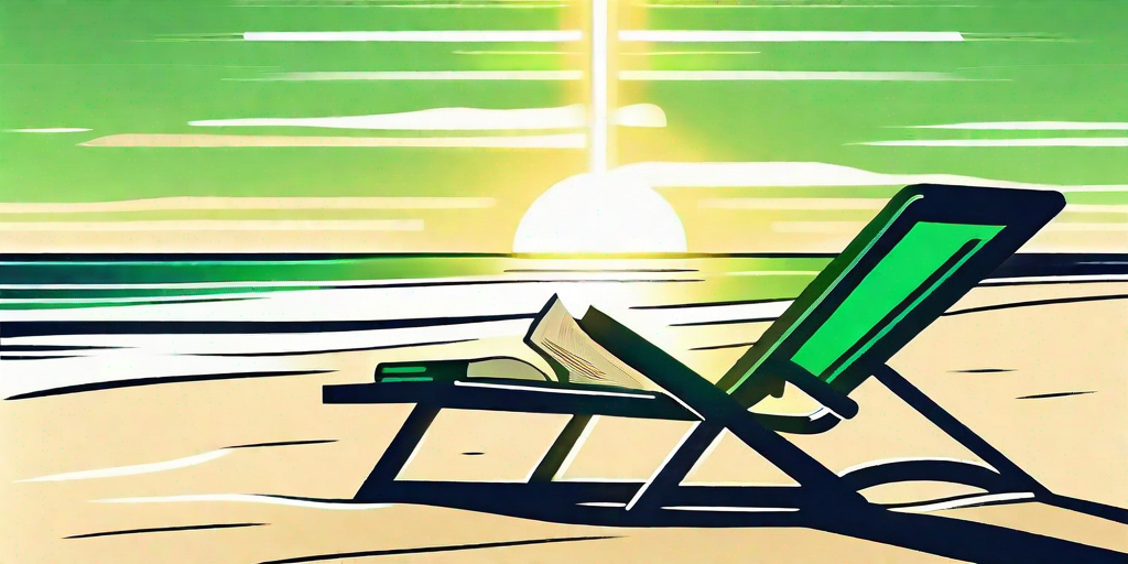 A serene beach scene with an open bible resting on a beach chair