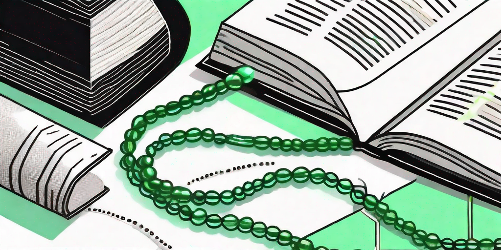 A pair of waist beads draped over an open bible