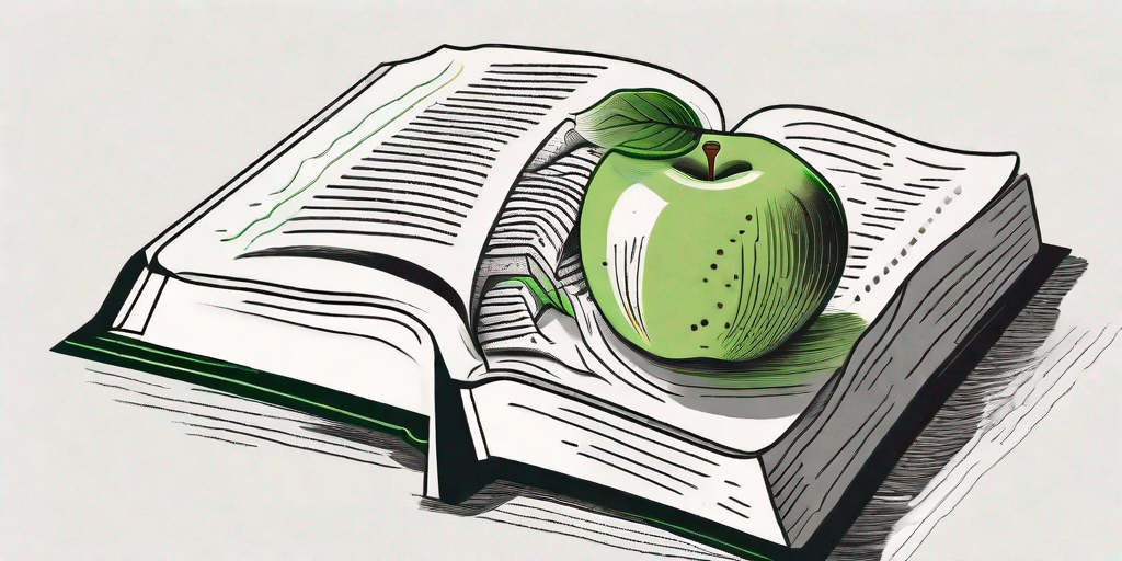 A half-eaten apple and bread loaf discarded carelessly on a beautifully illustrated open bible