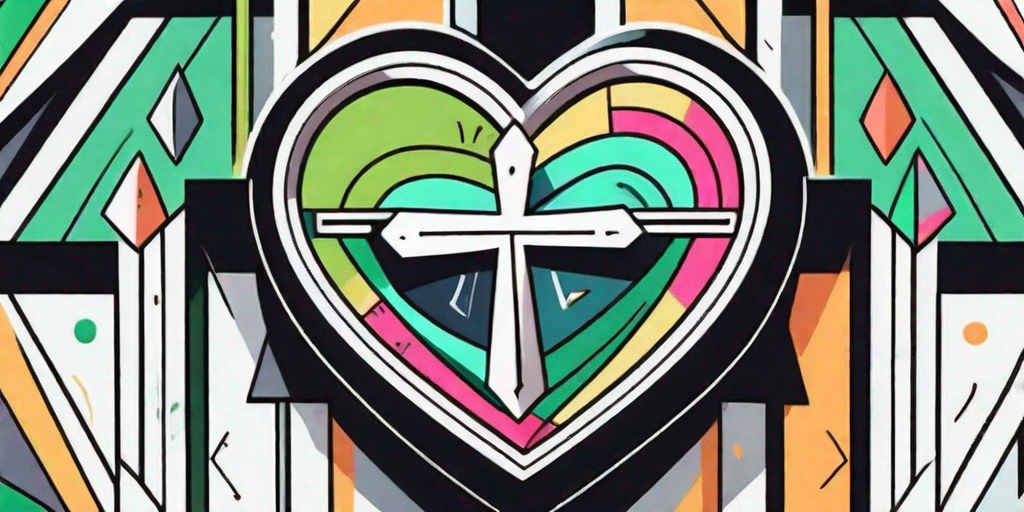 A heart-shaped locket opened to reveal a cross inside