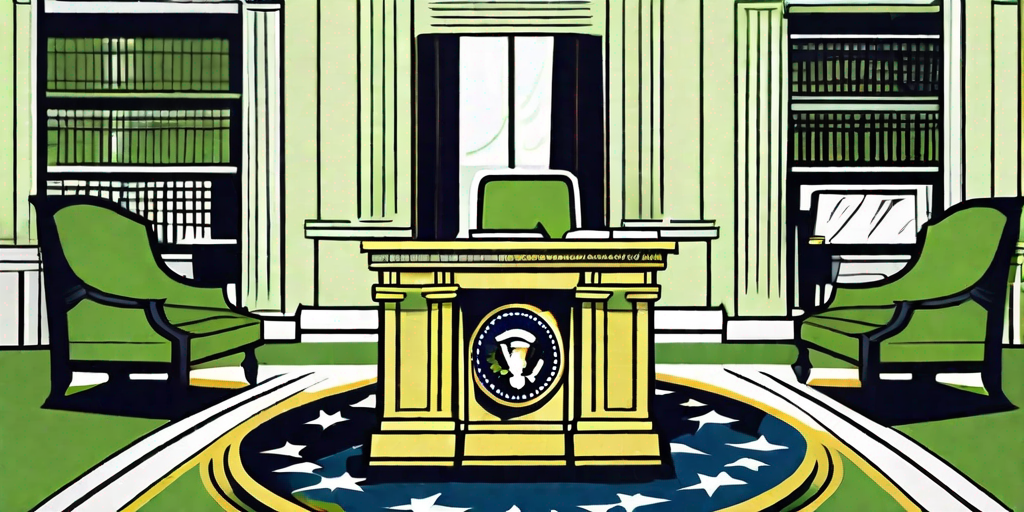 A symbolic representation of the bible with a presidential seal